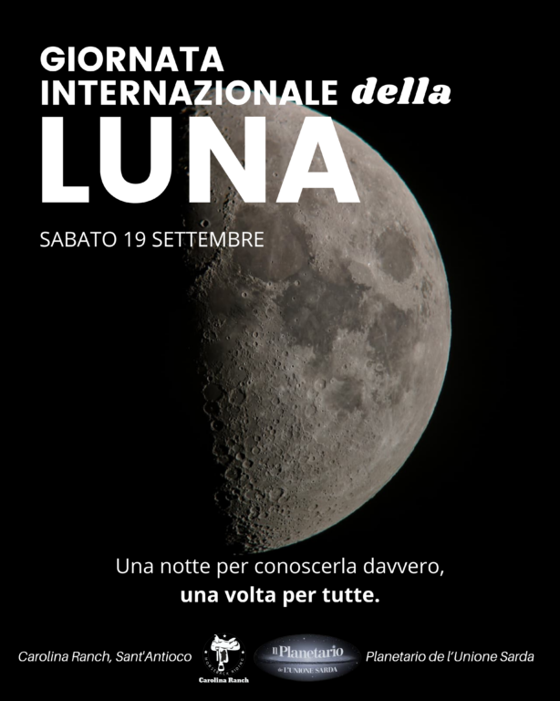 Poster for International Observe the Moon Night at Carolina Ranch in Sant'Antioco, Saturday 19 September 2026