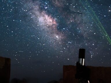 A telescope pointed at the Milky Way during Secret Sky